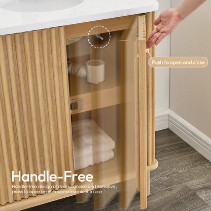 Seoul Bath Vanity with Grain Composite Stone Top
