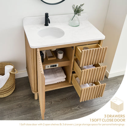 Seoul Bath Vanity with Grain Composite Stone Top