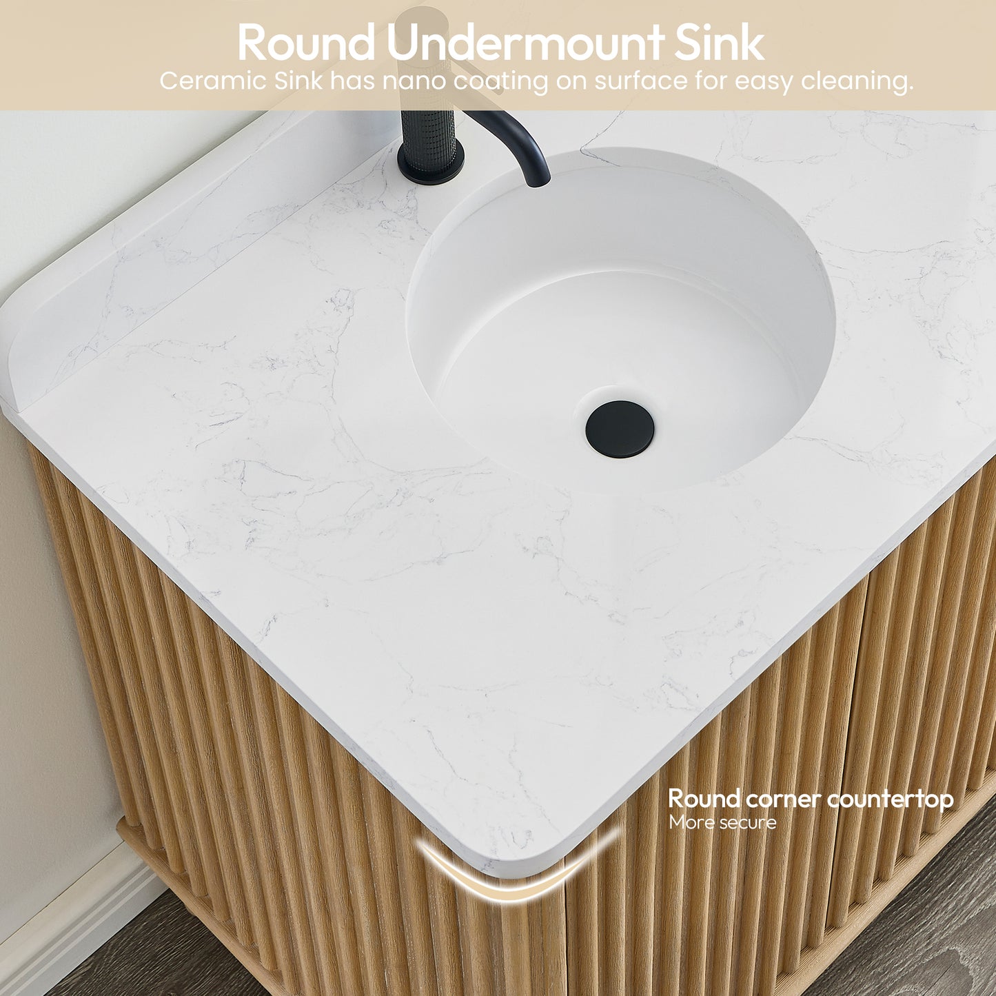 Seoul 72" Double Vanity in Washed Ash Grey with White Grain Composite Stone Top