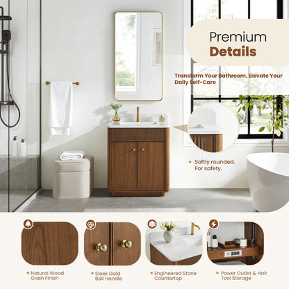 Zogno 30" Single Sink Bath Vanity in Natural Walnut
