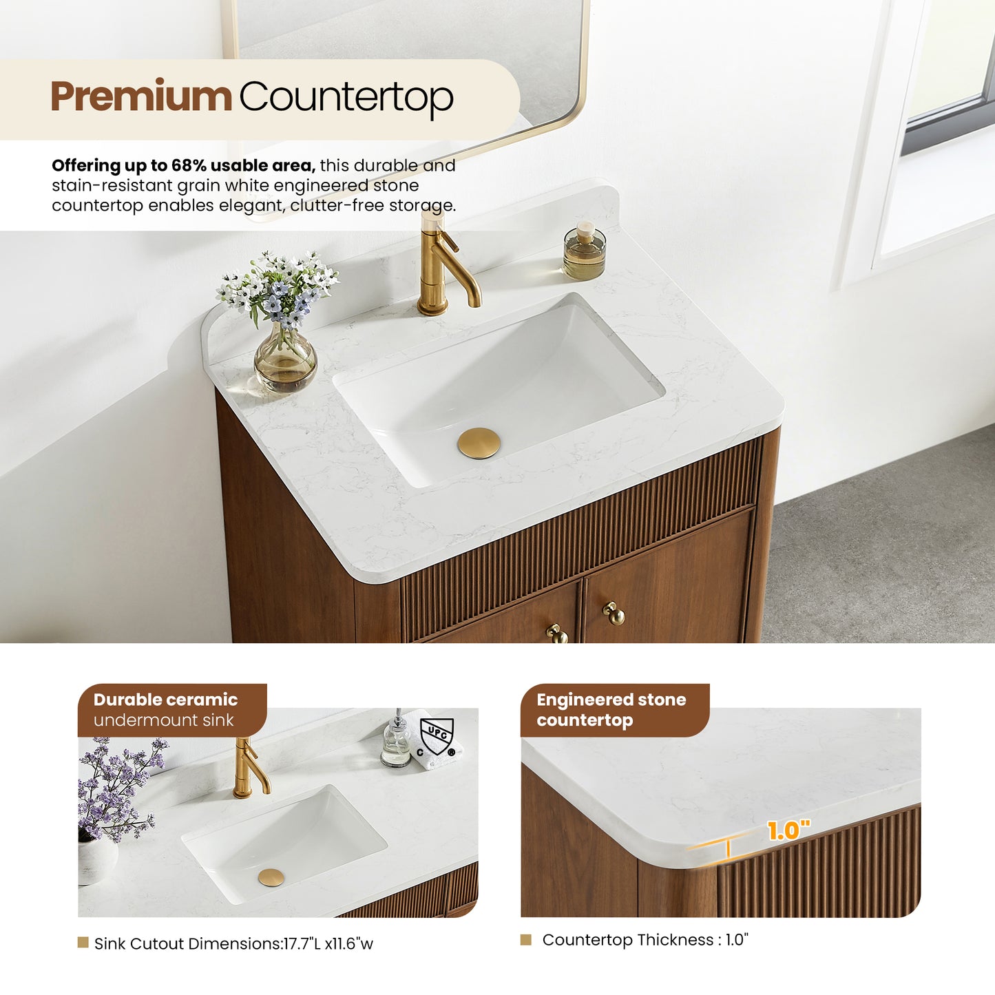 Zogno 30" Single Sink Bath Vanity in Natural Walnut
