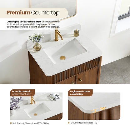 Zogno 30" Single Sink Bath Vanity in Natural Walnut