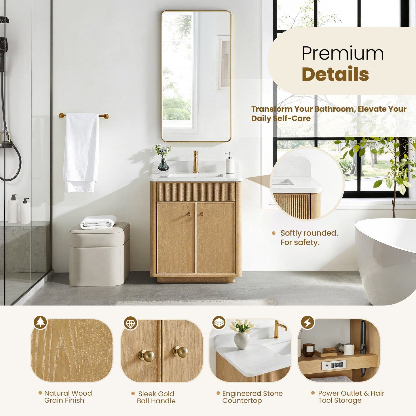 Zogno 30" Single Sink Bath Vanity in Washed Ash Grey