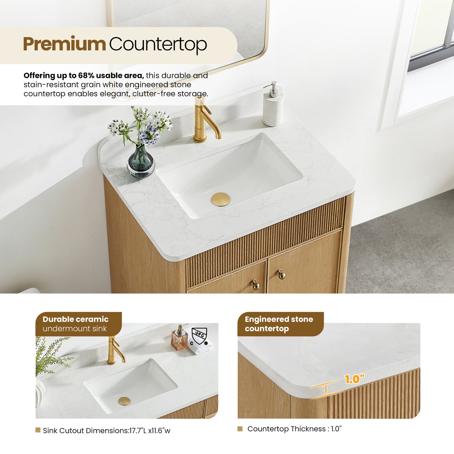 Zogno 30" Single Sink Bath Vanity in Washed Ash Grey