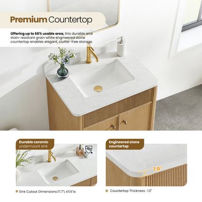 Zogno 30" Single Sink Bath Vanity in Washed Ash Grey