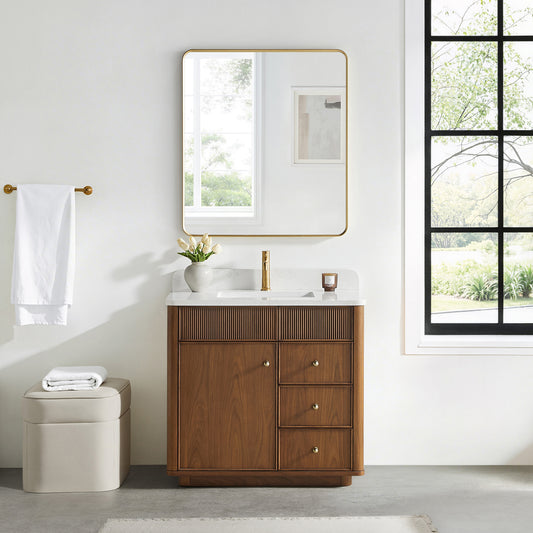 Zogno 36" Single Sink Bath Vanity in Natural Walnut