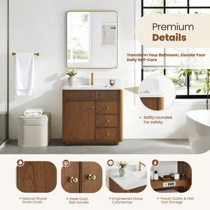 Zogno 36" Single Sink Bath Vanity in Natural Walnut