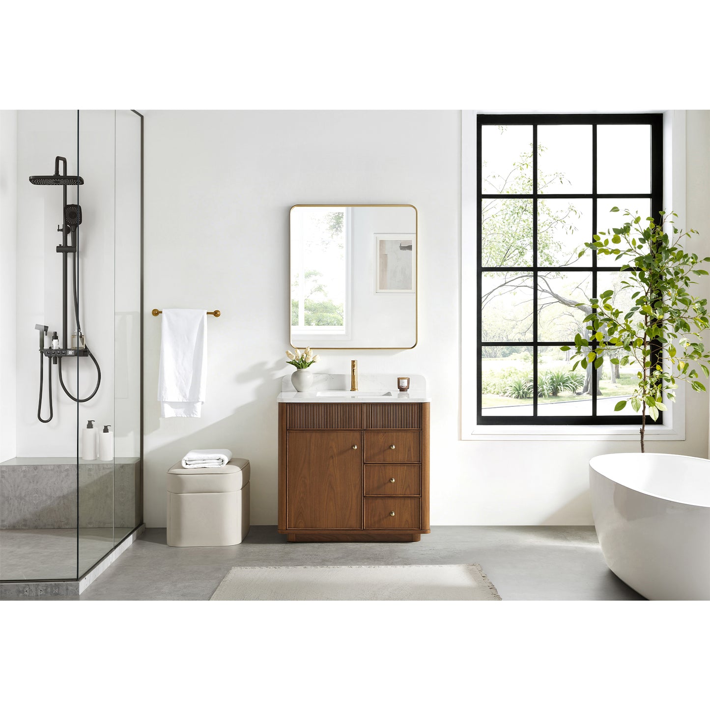 Zogno 36" Single Sink Bath Vanity in Natural Walnut
