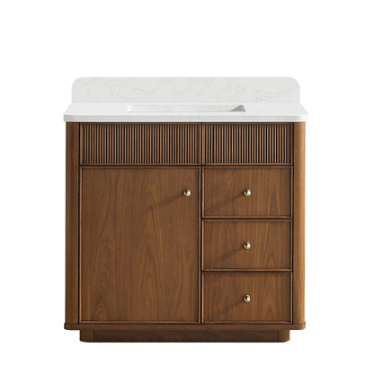 Zogno 36" Single Sink Bath Vanity in Natural Walnut