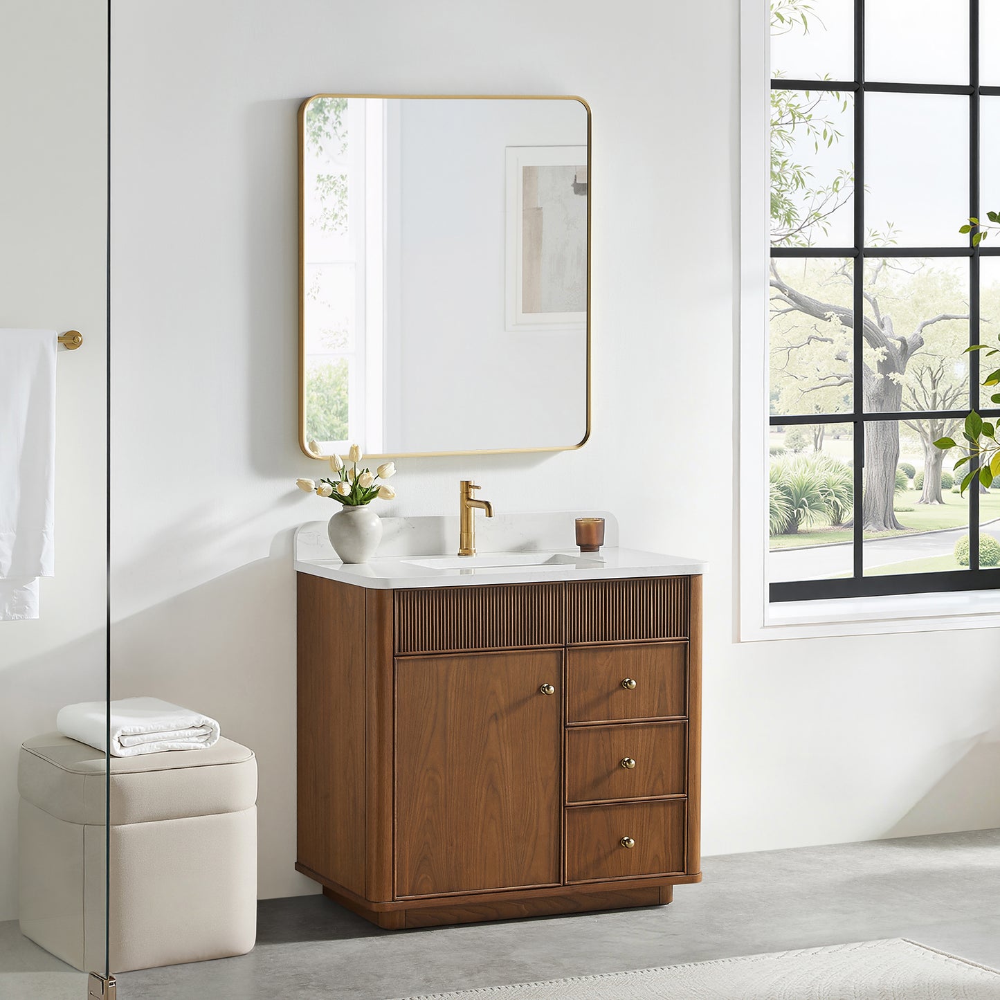 Zogno 36" Single Sink Bath Vanity in Natural Walnut