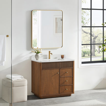 Zogno 36" Single Sink Bath Vanity in Natural Walnut