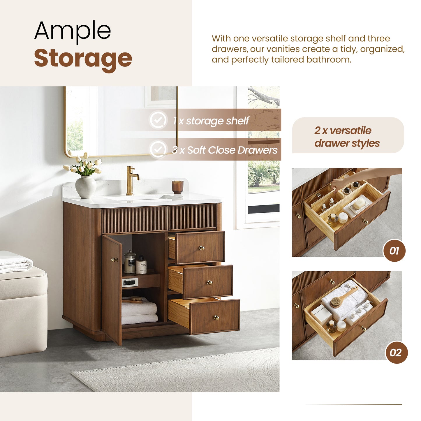 Zogno 36" Single Sink Bath Vanity in Natural Walnut