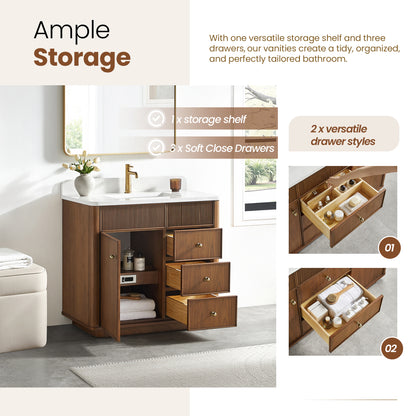 Zogno 36" Single Sink Bath Vanity in Natural Walnut