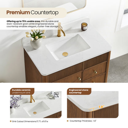 Zogno 36" Single Sink Bath Vanity in Natural Walnut