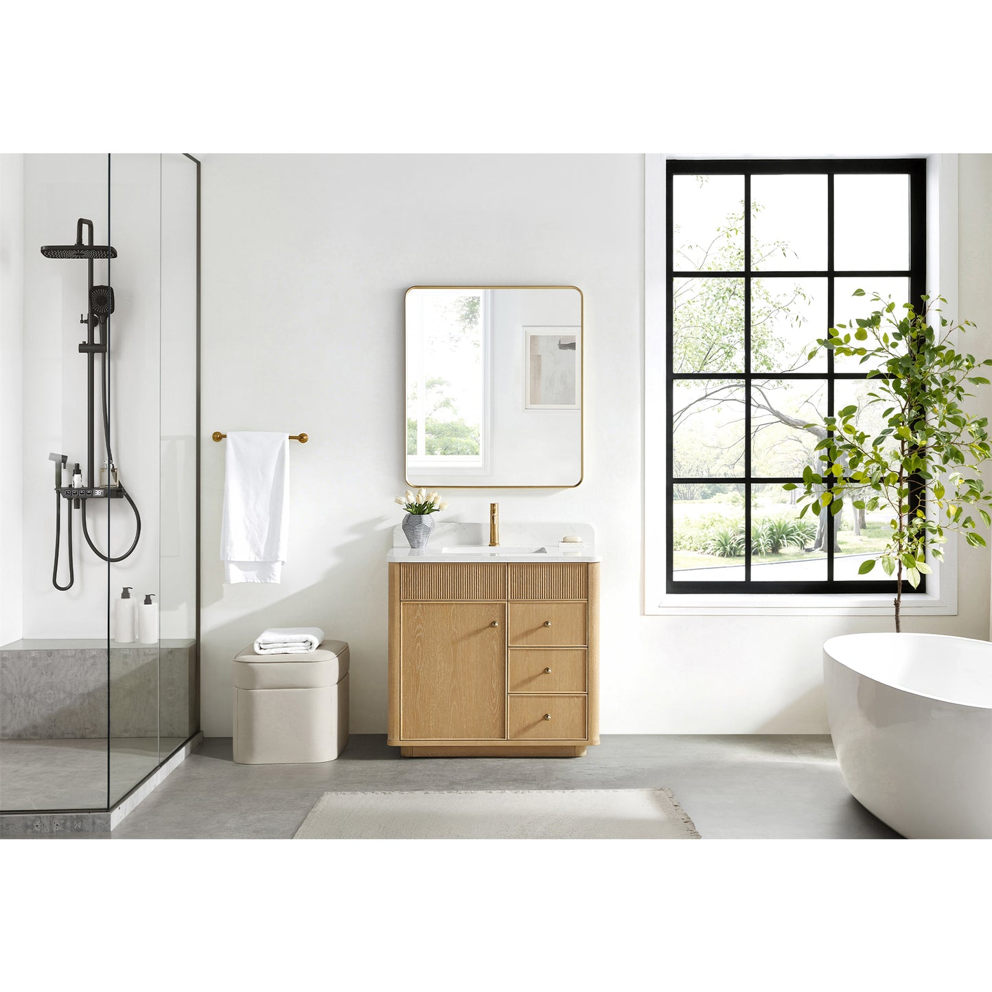 Zogno 36" Single Sink Bath Vanity in Washed Ash Grey