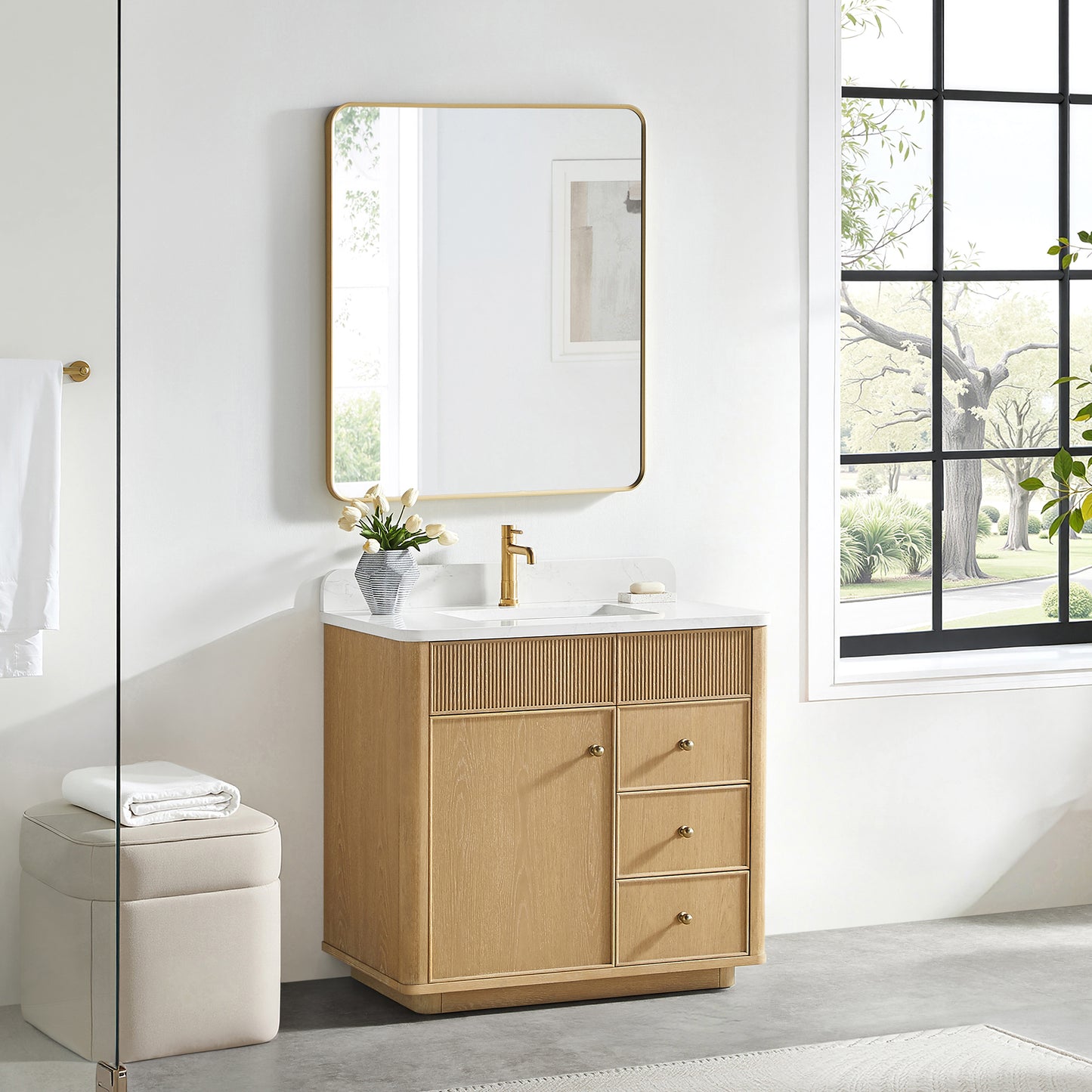 Zogno 36" Single Sink Bath Vanity in Washed Ash Grey