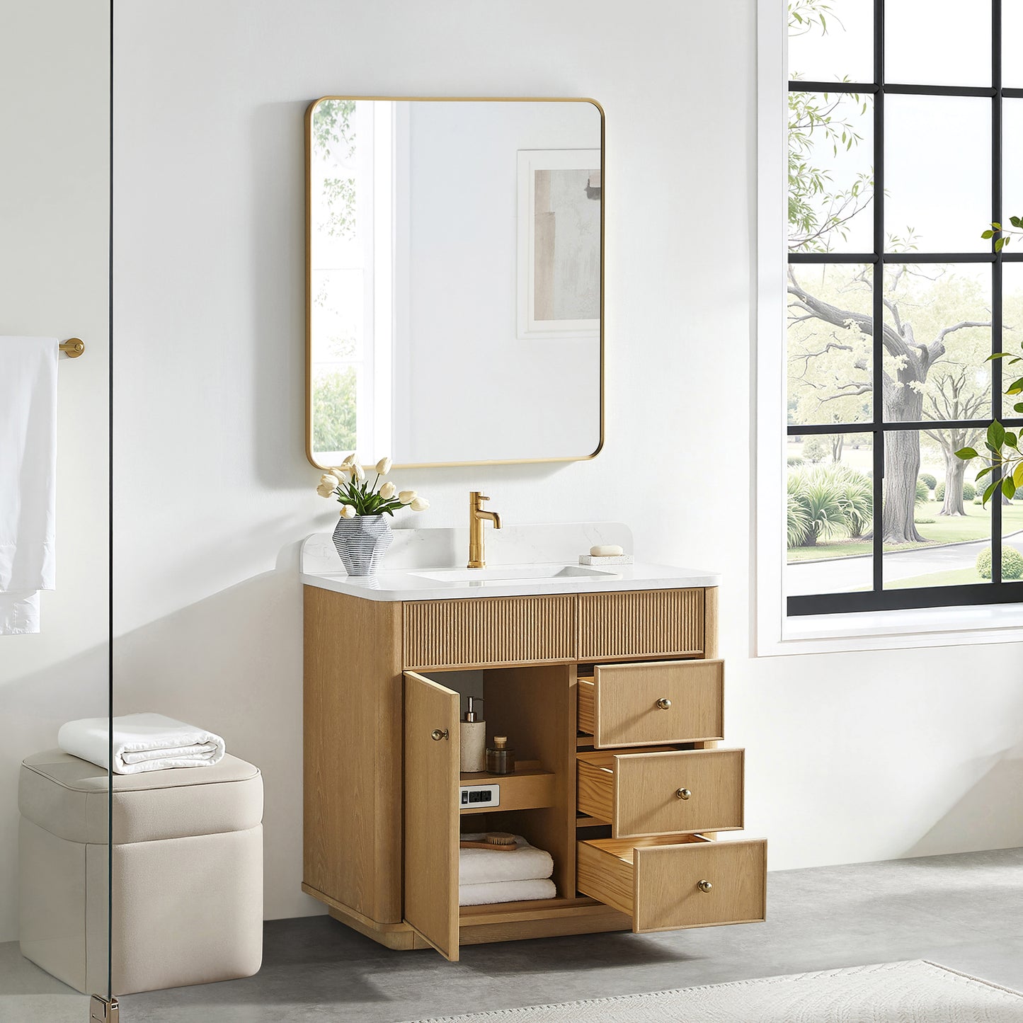 Zogno 36" Single Sink Bath Vanity in Washed Ash Grey
