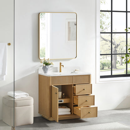 Zogno 36" Single Sink Bath Vanity in Washed Ash Grey