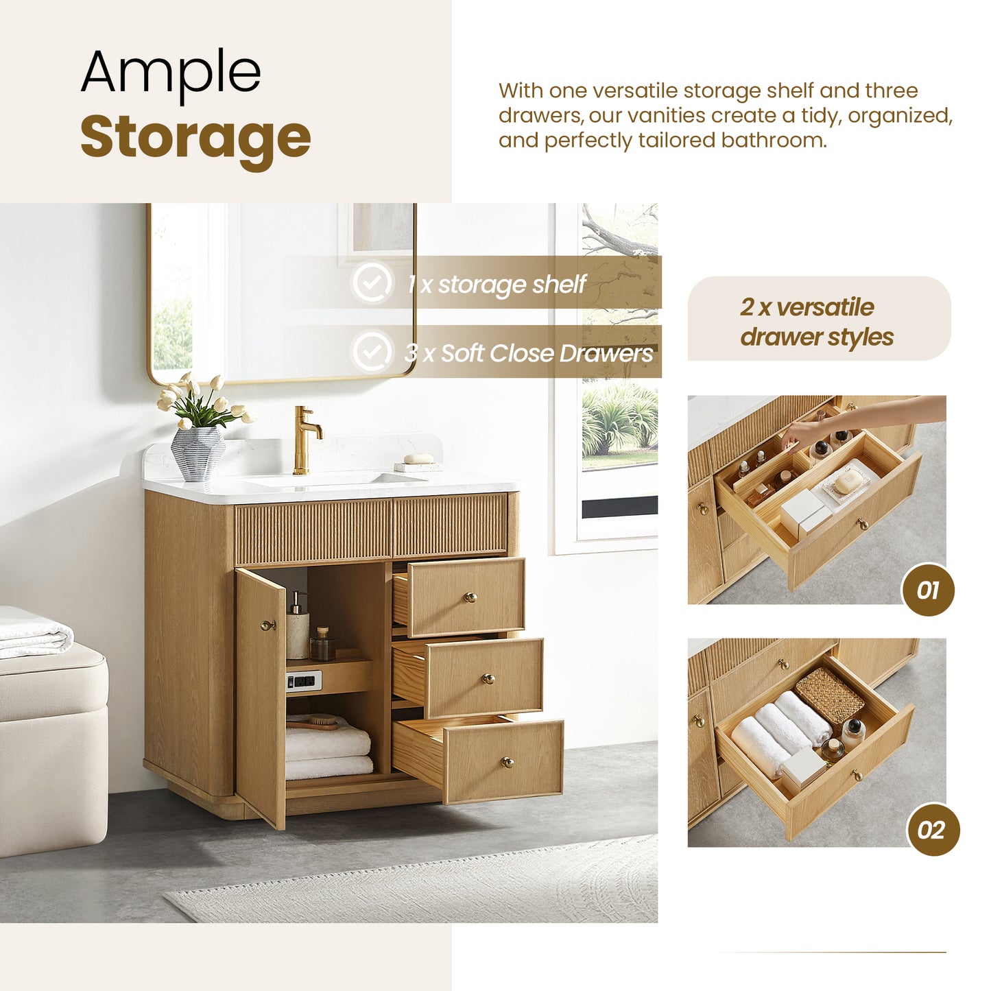 Zogno 36" Single Sink Bath Vanity in Washed Ash Grey
