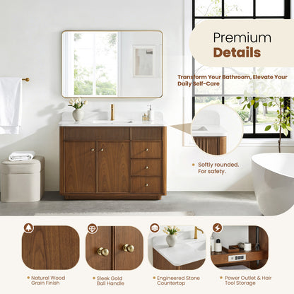Zogno 48" Single Sink Bath Vanity in Natural Walnut
