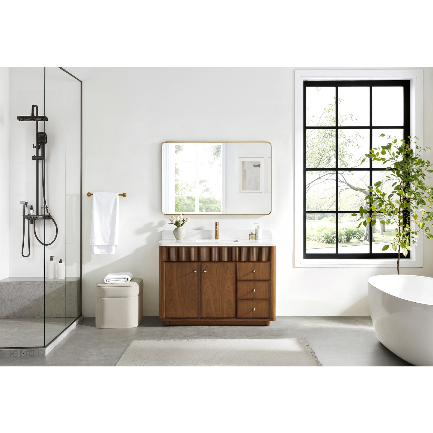 Zogno 48" Single Sink Bath Vanity in Natural Walnut