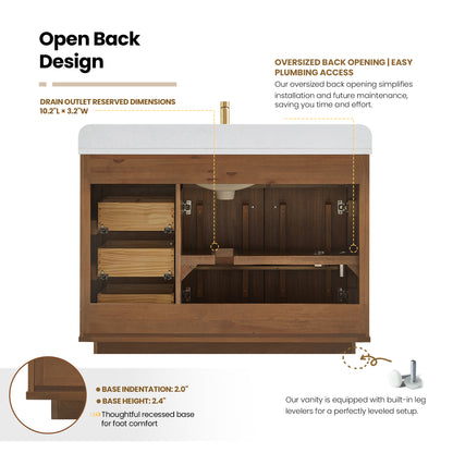 Zogno 48" Single Sink Bath Vanity in Natural Walnut