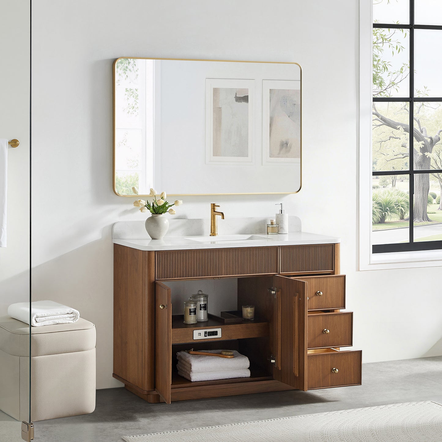 Zogno 48" Single Sink Bath Vanity in Natural Walnut