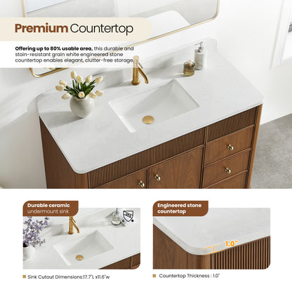 Zogno 48" Single Sink Bath Vanity in Natural Walnut