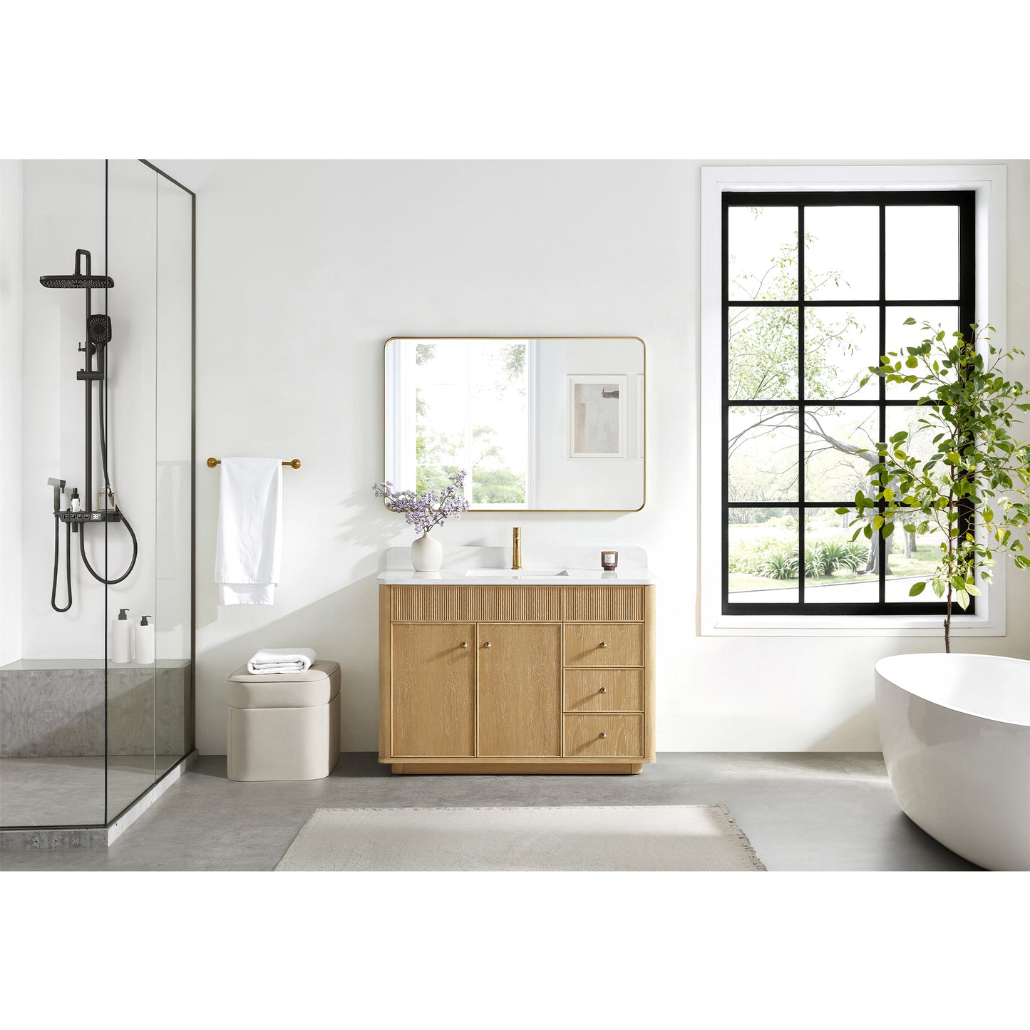 Zogno 48" Single Sink Bath Vanity in Washed Ash Grey