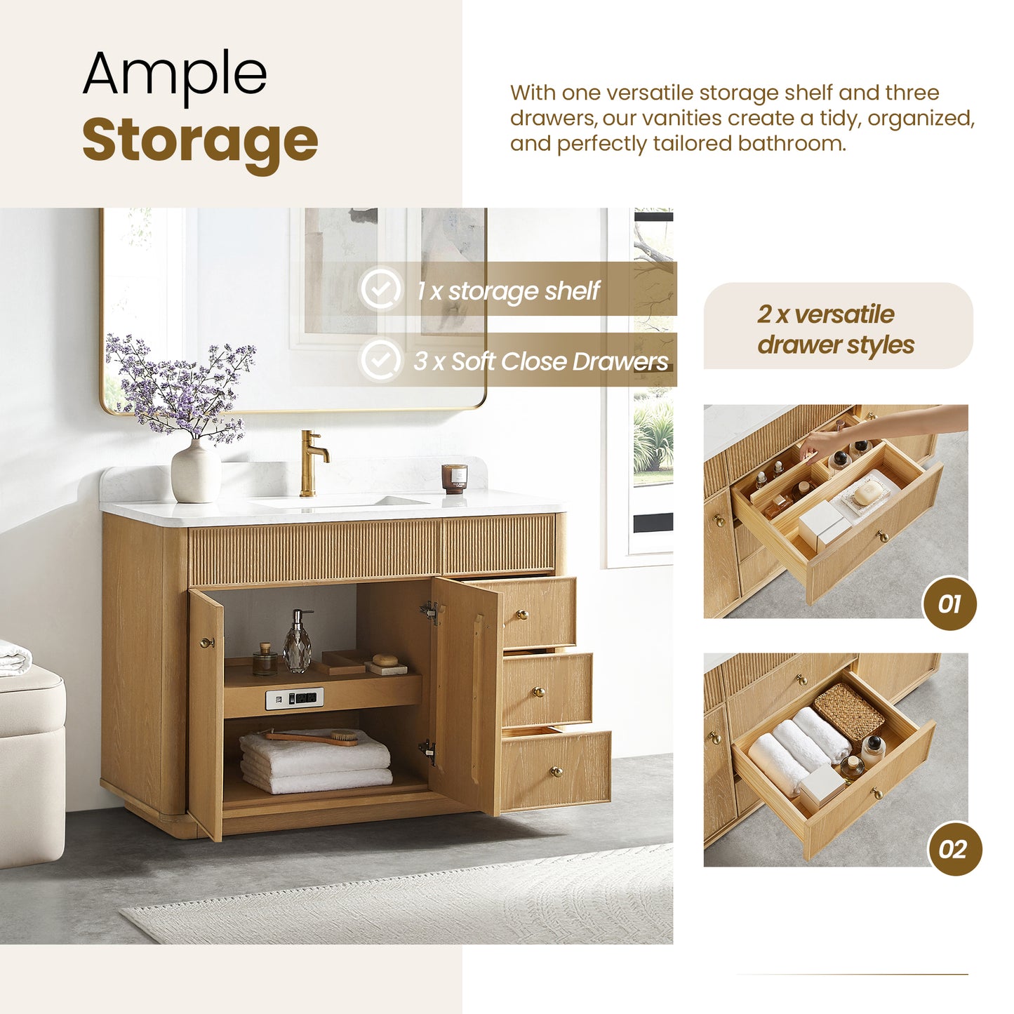 Zogno 48" Single Sink Bath Vanity in Washed Ash Grey