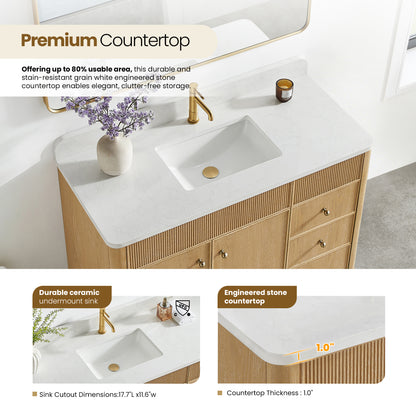 Zogno 48" Single Sink Bath Vanity in Washed Ash Grey