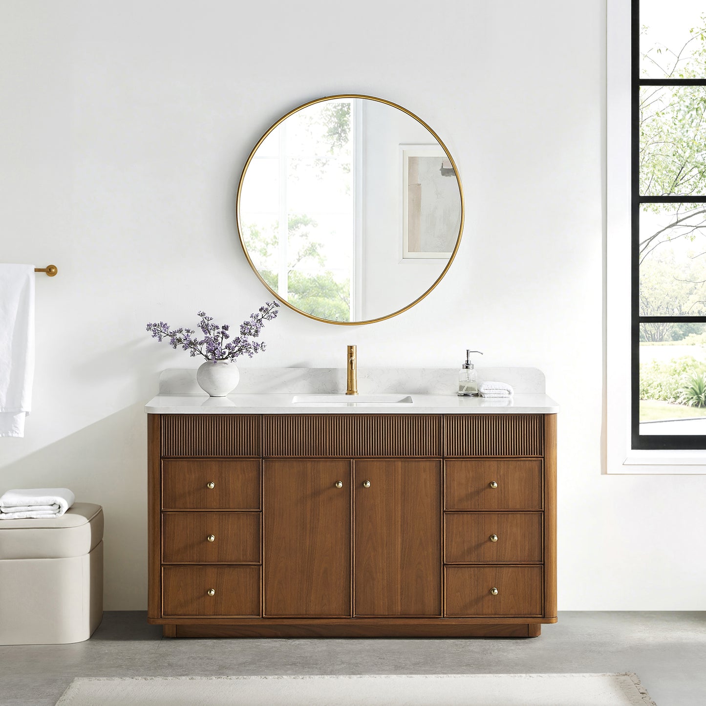 Zogno 60" Single Sink Bath Vanity in Natural Walnut