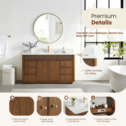 Zogno 60" Single Sink Bath Vanity in Natural Walnut