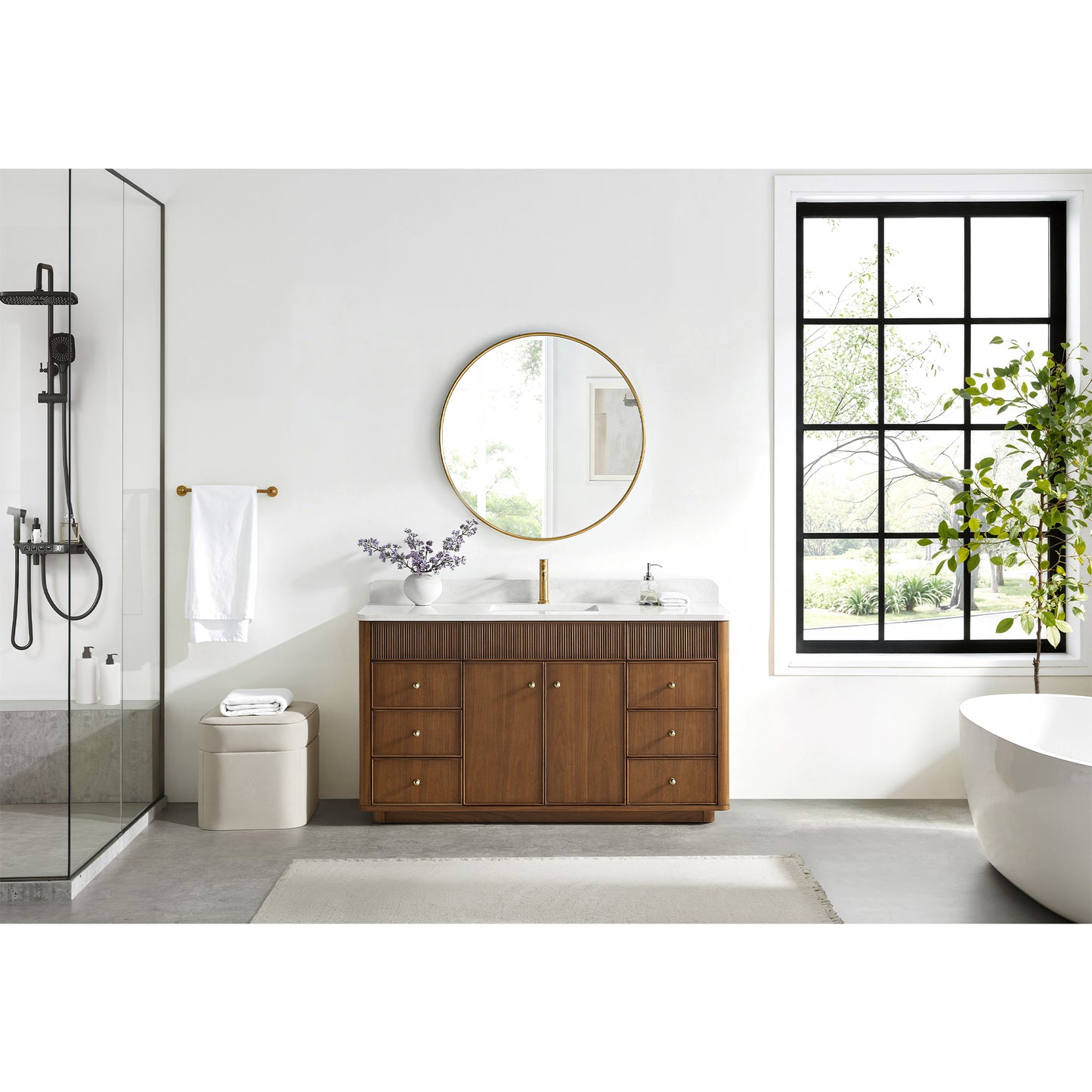 Zogno 60" Single Sink Bath Vanity in Natural Walnut