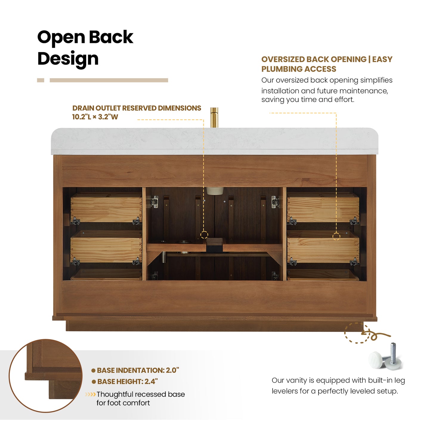 Zogno 60" Single Sink Bath Vanity in Natural Walnut