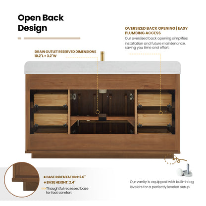 Zogno 60" Single Sink Bath Vanity in Natural Walnut