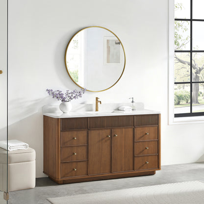 Zogno 60" Single Sink Bath Vanity in Natural Walnut