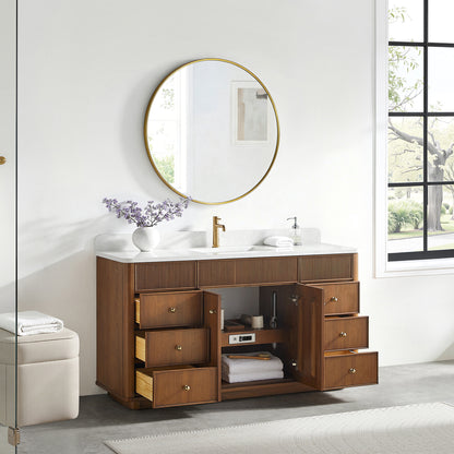 Zogno 60" Single Sink Bath Vanity in Natural Walnut