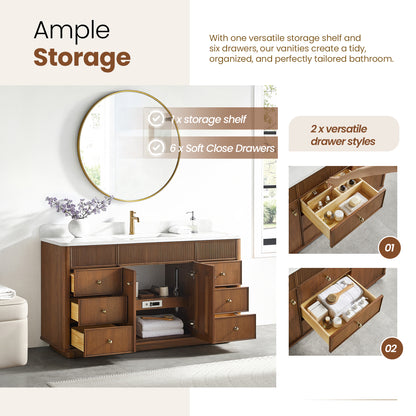 Zogno 60" Single Sink Bath Vanity in Natural Walnut