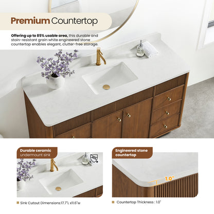Zogno 60" Single Sink Bath Vanity in Natural Walnut