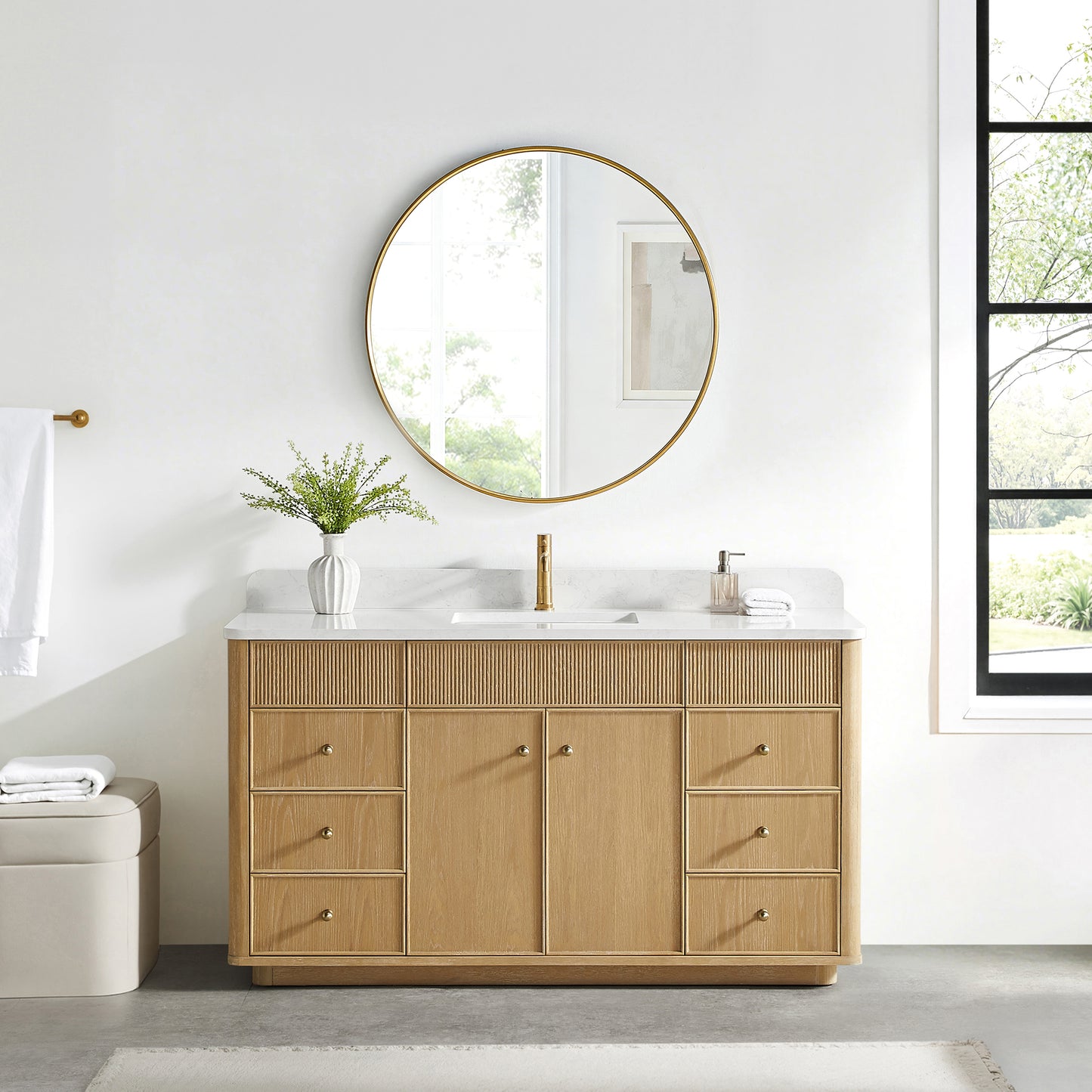 Zogno 60" Single Sink Bath Vanity in Washed Ash Grey