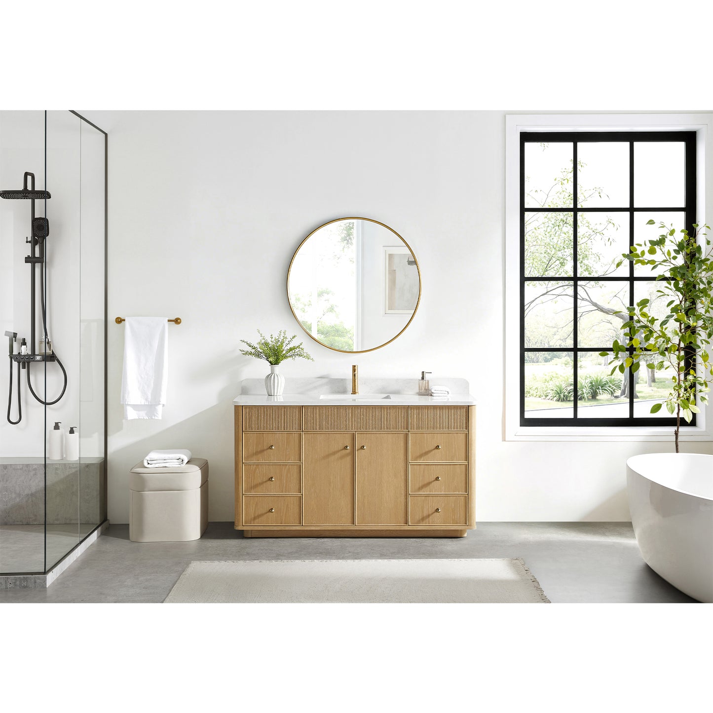 Zogno 60" Single Sink Bath Vanity in Washed Ash Grey