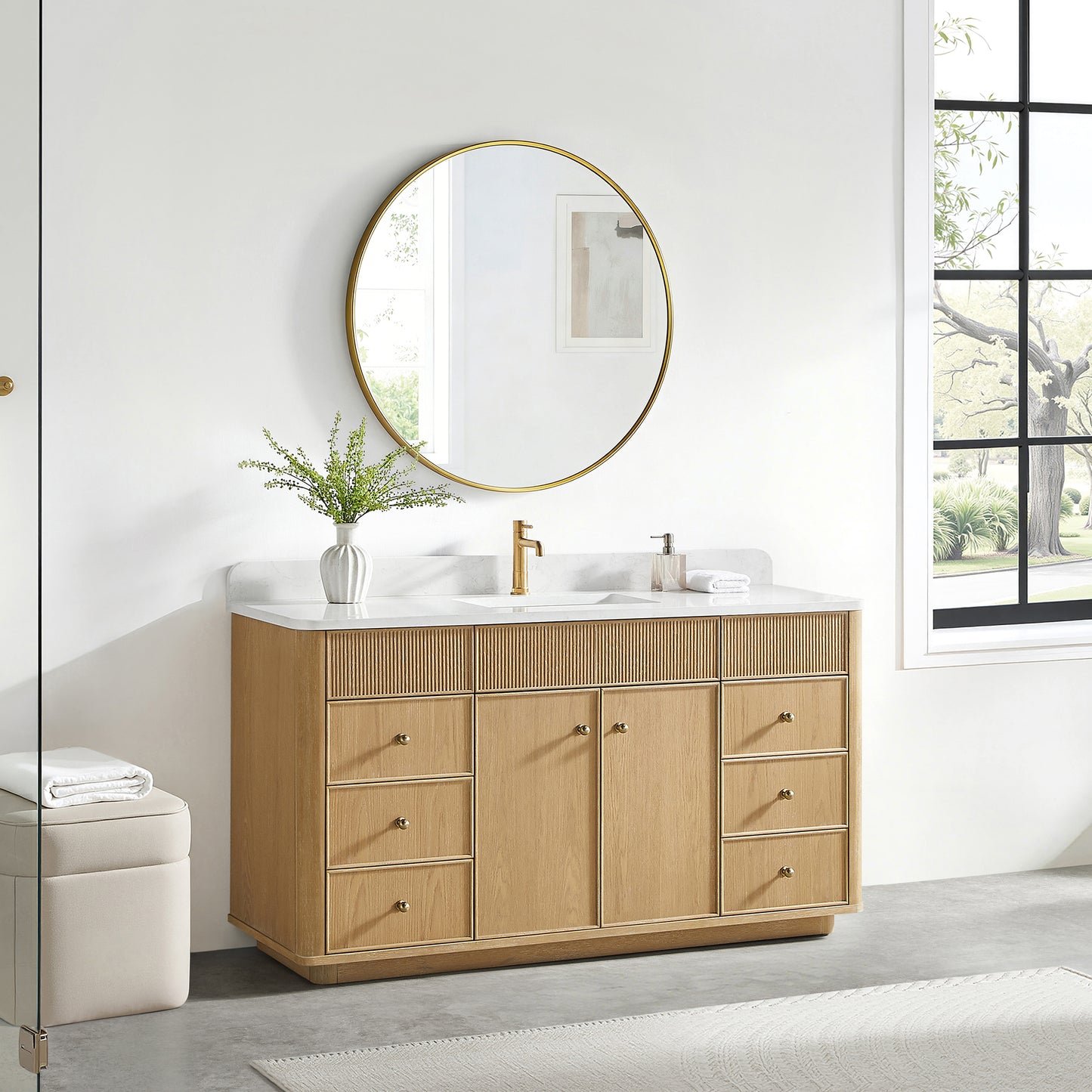 Zogno 60" Single Sink Bath Vanity in Washed Ash Grey