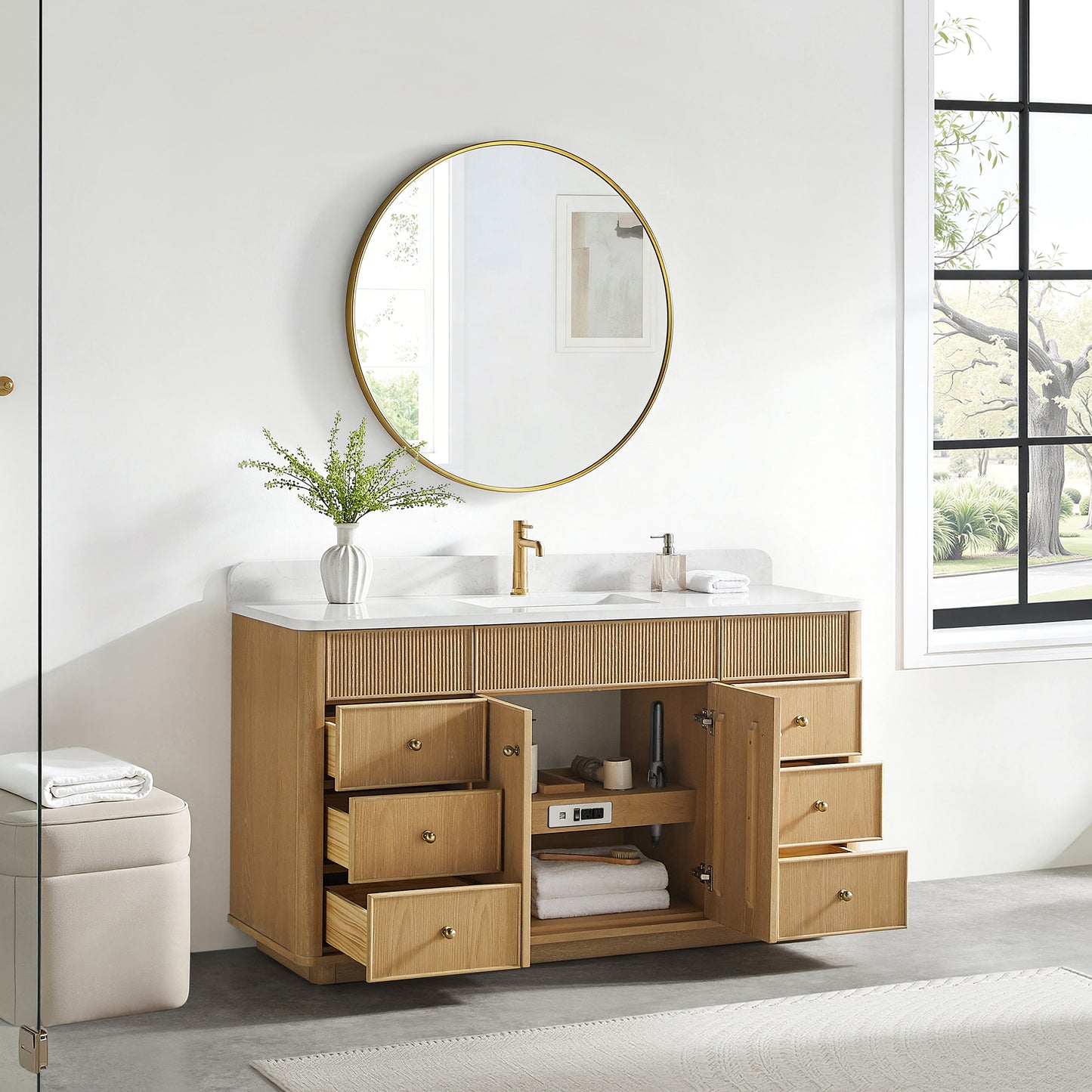 Zogno 60" Single Sink Bath Vanity in Washed Ash Grey