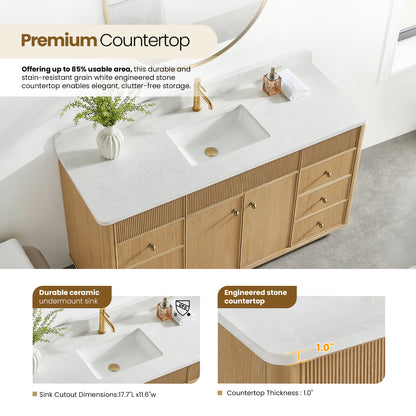 Zogno 60" Single Sink Bath Vanity in Washed Ash Grey