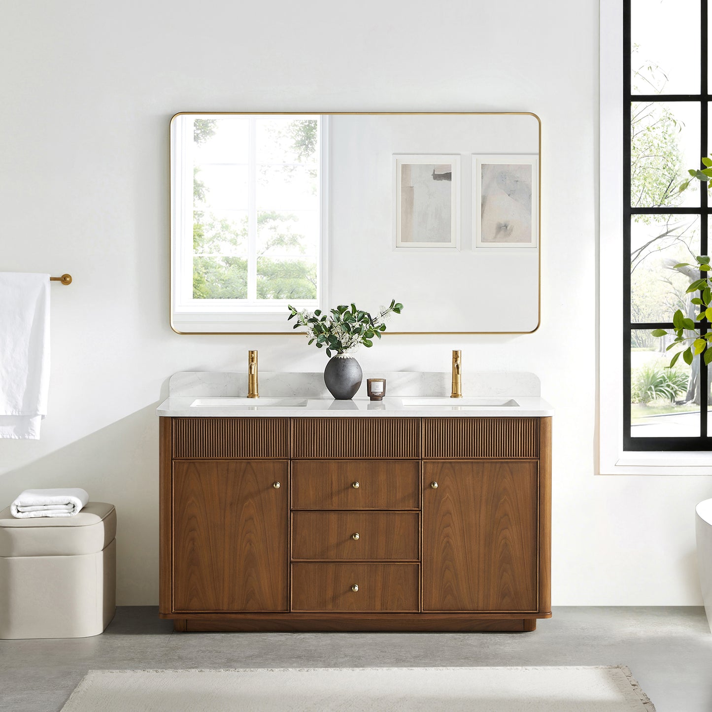 Zogno 60M" Double Sink Bath Vanity in Natural Walnut