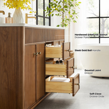 Zogno 60M" Double Sink Bath Vanity in Natural Walnut