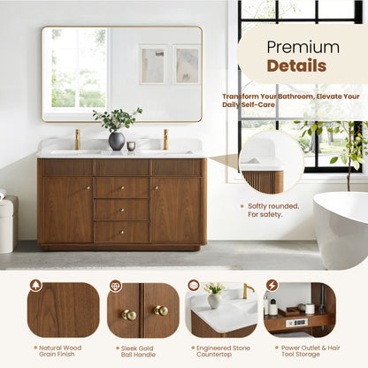 Zogno 60M" Double Sink Bath Vanity in Natural Walnut