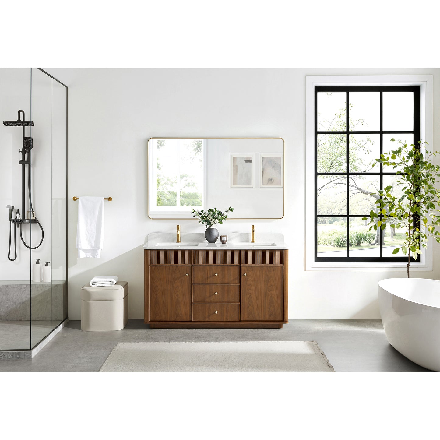 Zogno 60M" Double Sink Bath Vanity in Natural Walnut