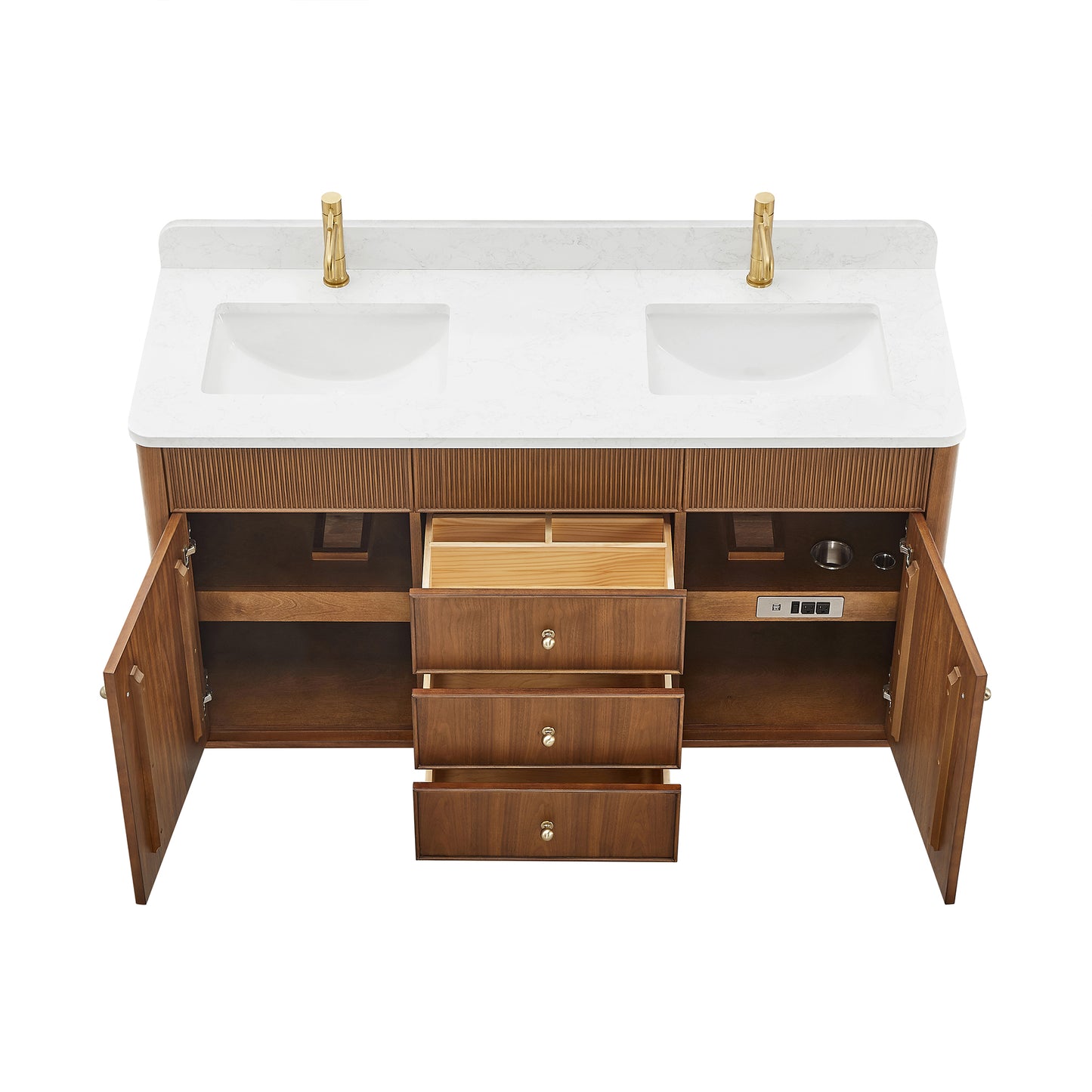 Zogno 60M" Double Sink Bath Vanity in Natural Walnut